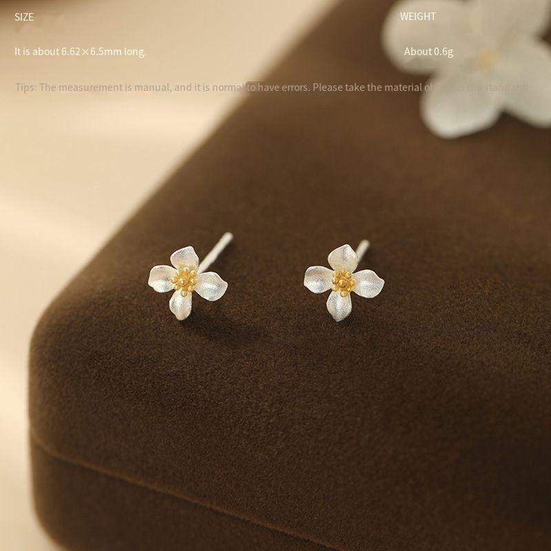 S999 sterling silver gardenia necklace earrings set