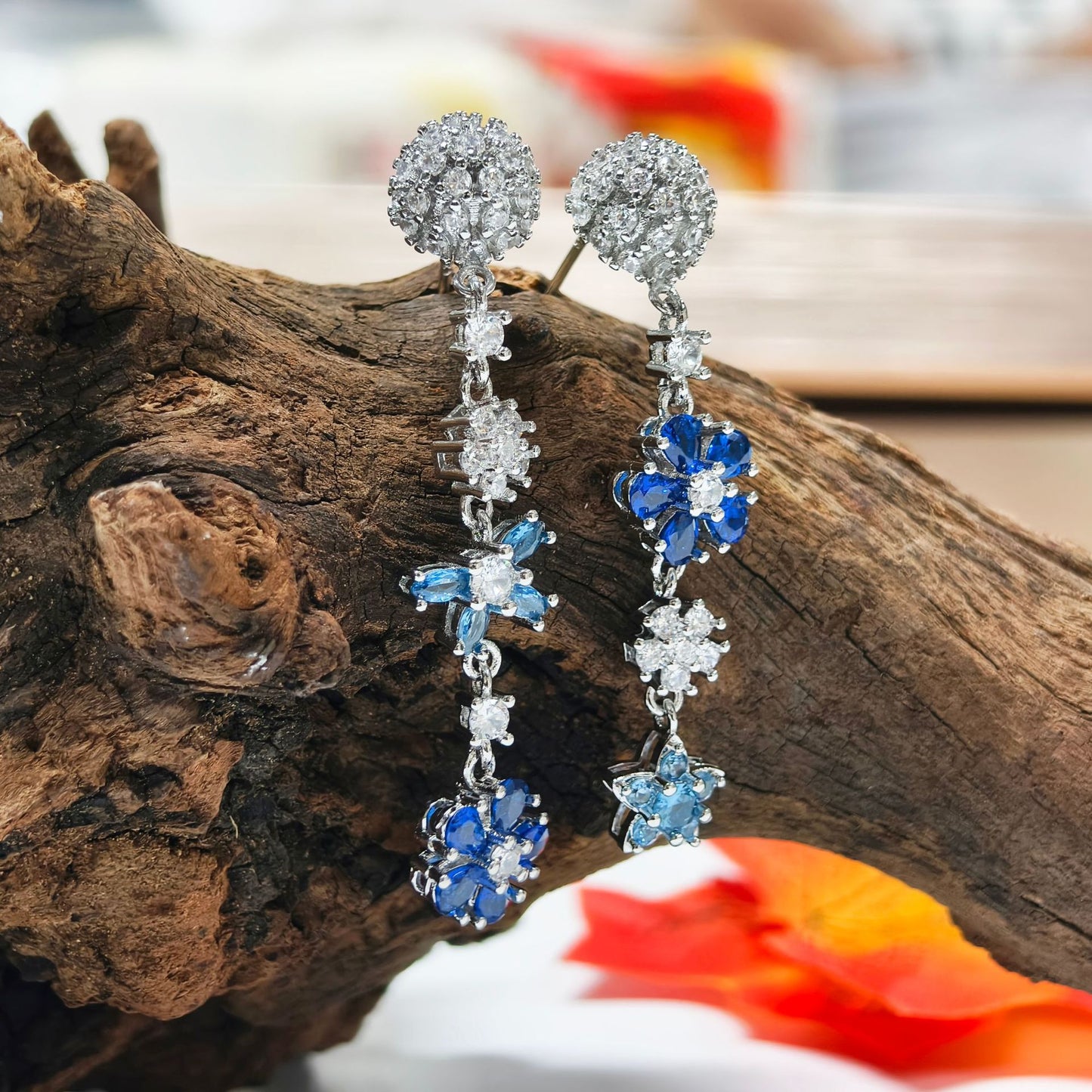 Aquamarine Zircon Necklace Ring Stud Bracelet Set