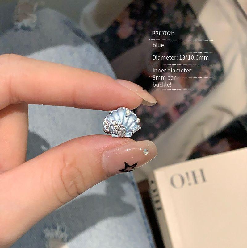 Blue starfish shell earrings