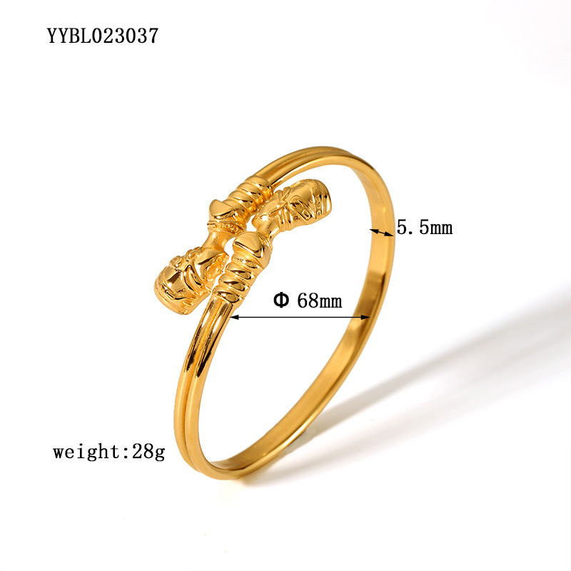 Stainless steel knotted bracelet colorfast 18K gold-plated titanium steel