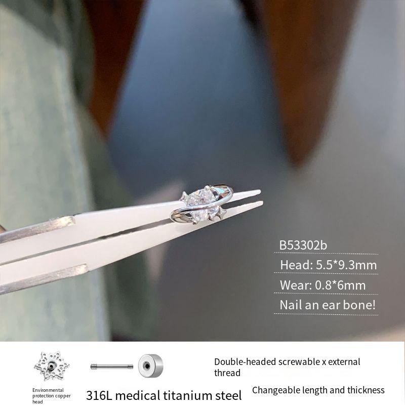 316L titanium steel ice cream zircon earrings plated with gold are not allergic