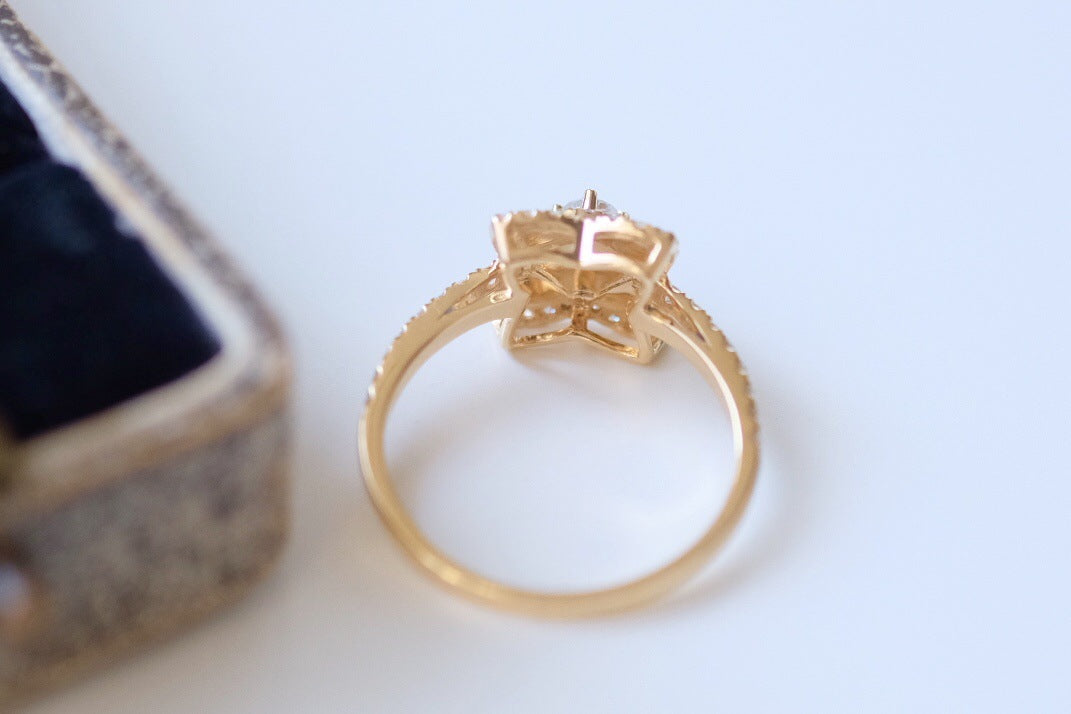 S925 sterling silver flower ring