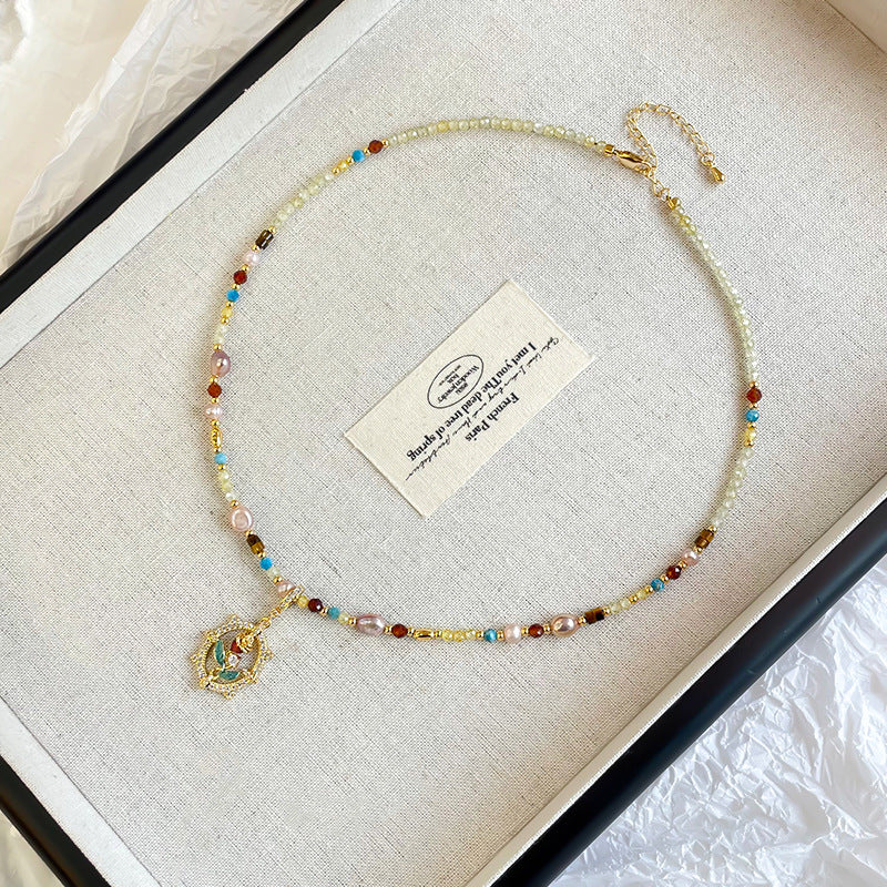 Copper plated 18k gold freshwater pearl zircon rose necklace earrings bracelet set does not fade.