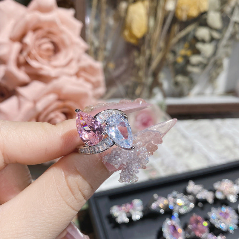 Pink zircon ring plated with 18K gold