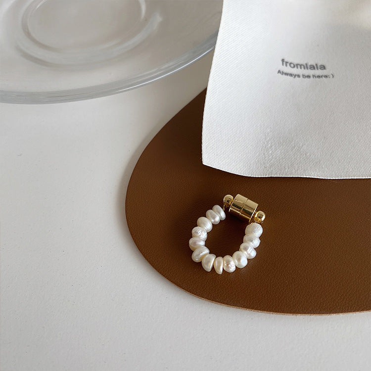 Natural freshwater pearl magnet ear bone clip earrings