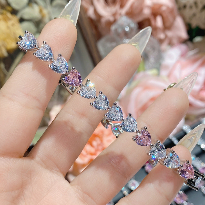 Pink gemstone plated with 18K gold Super Flash full diamond bracelet