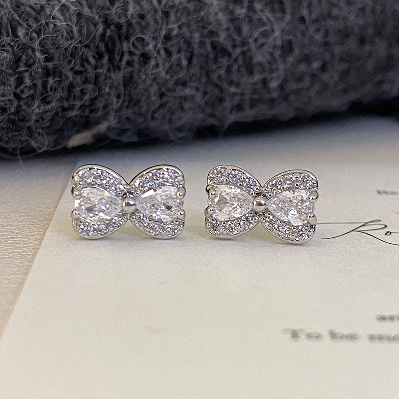 Super Flash Zircon Bow Earrings