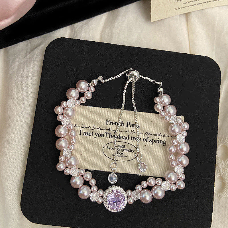 Manta rose Swarovski pearl micro-inlaid zircon bracelet