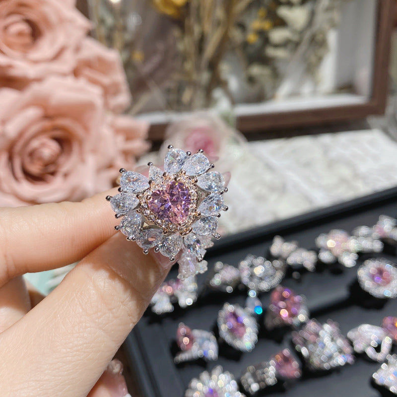 Pink zircon ring plated with 18K gold