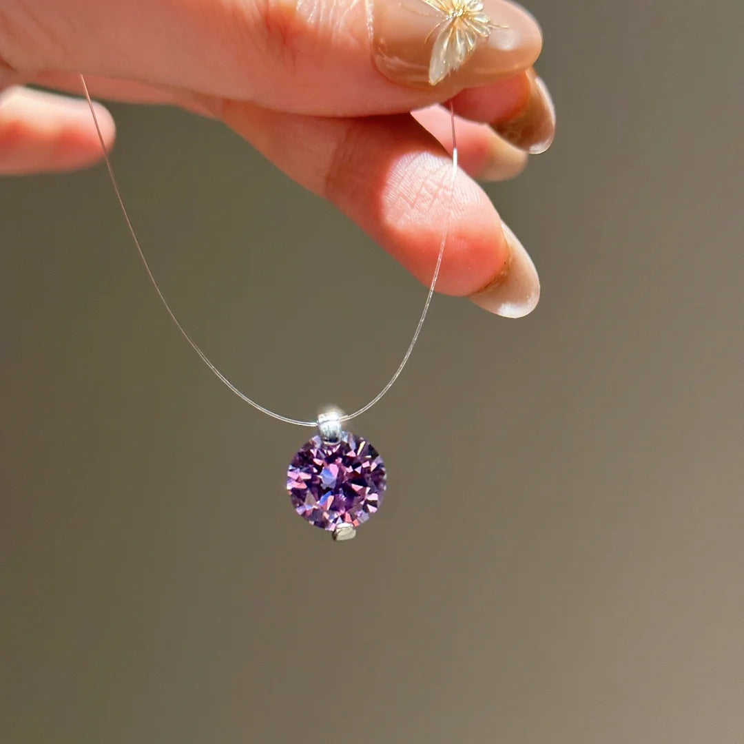 Invisible fishing line mermaid's tears zircon necklace