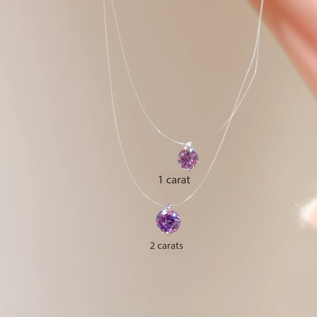 Invisible fishing line mermaid's tears zircon necklace