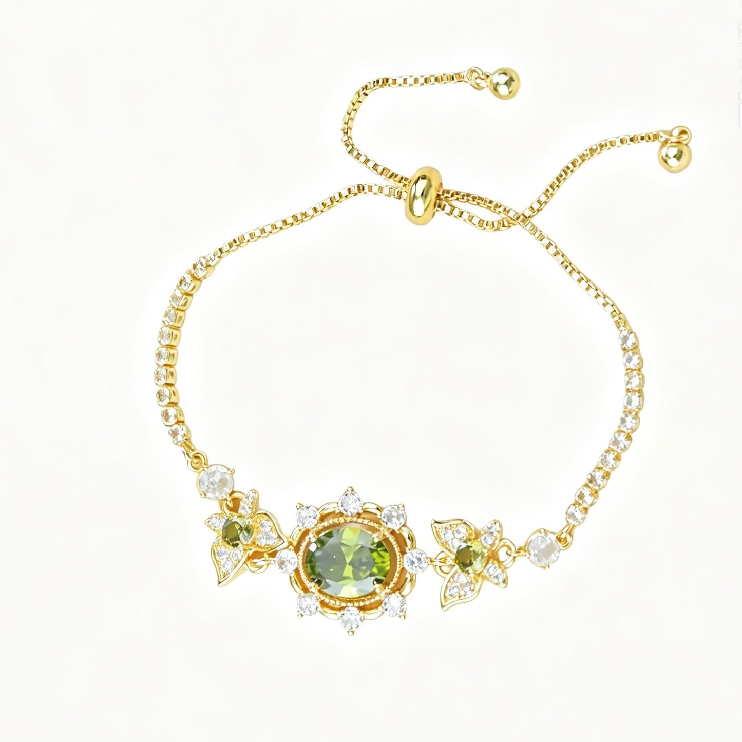 Olive‑Green Zircon Lavender Manor Series Butterfly Jewelry Set, Earrings Necklace Bracelet Rings