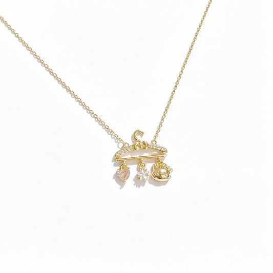 Gold‑Plated 3A Cubic Zirconia Cute Hanger Cat Necklace