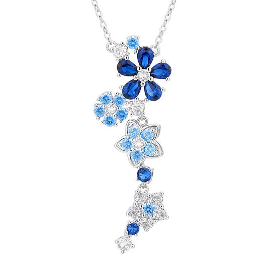 Blue Spiked Crystal Flower Bracelet Necklaces
