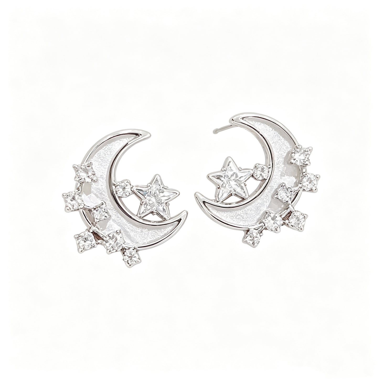 Thick Real Gold‑Plated Silver Pin Moon Shell Earrings