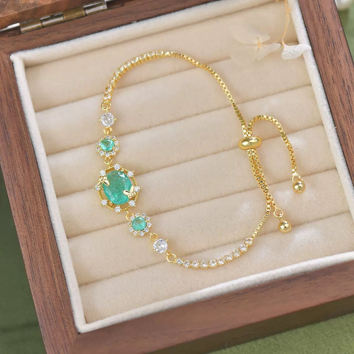 Ice‑Flake Zircon Lake‑Blue Butterfly Jewelry Set Necklace Bracelet Earrings