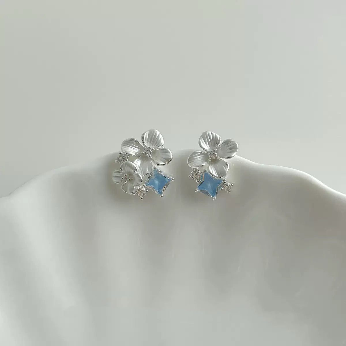 Micro‑Paved Zircon Floral Stud Earrings