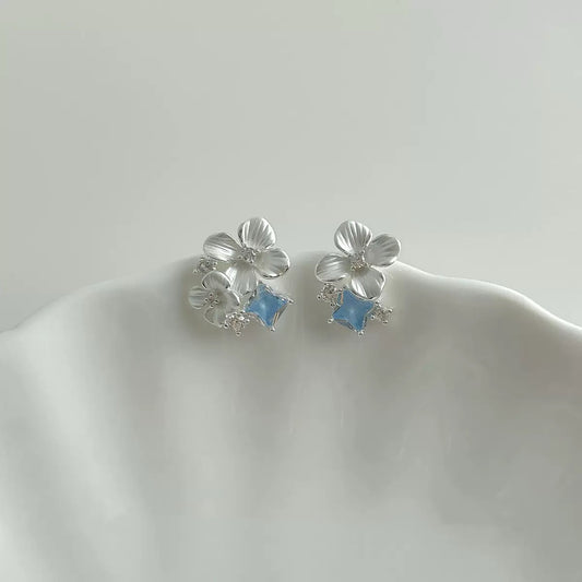 Micro‑Paved Zircon Floral Stud Earrings
