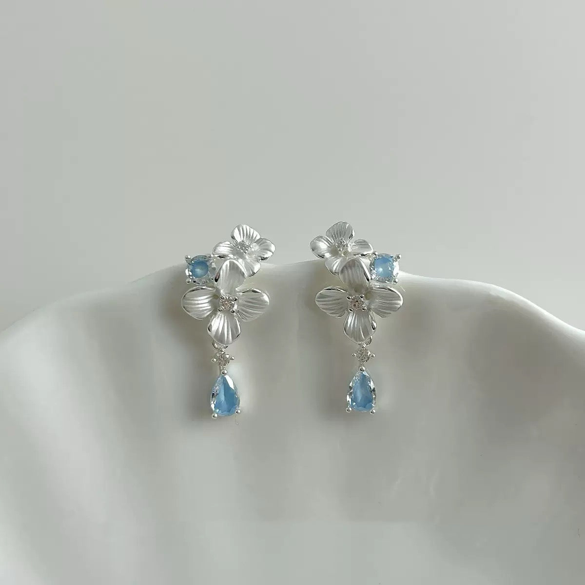 Micro‑Paved Zircon Floral Stud Earrings