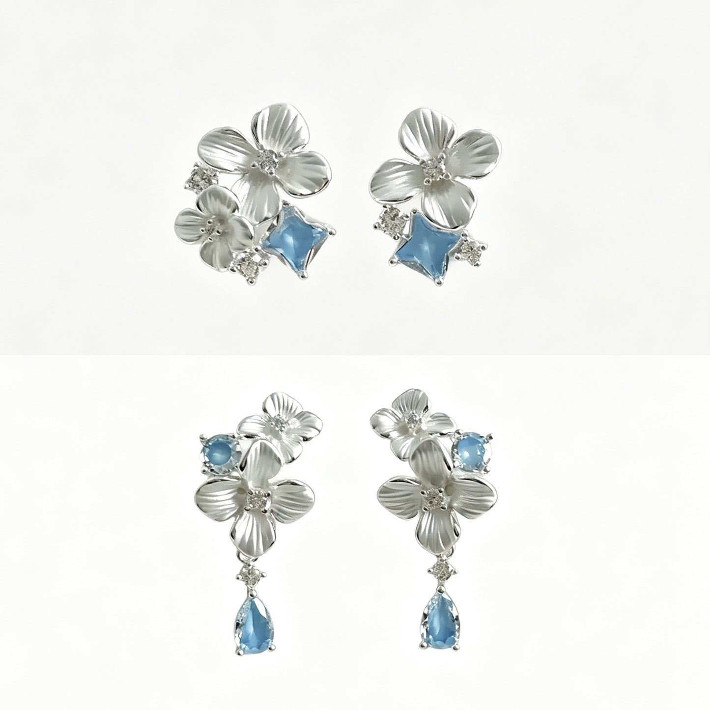 Micro‑Paved Zircon Floral Stud Earrings