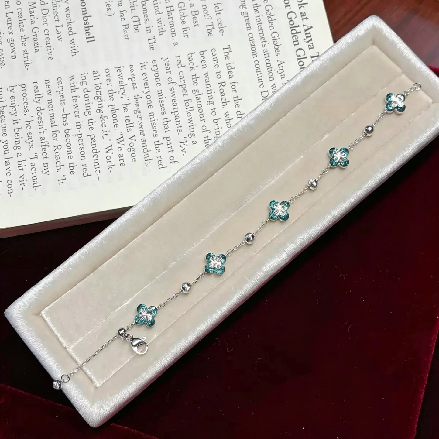 Real Gold‑Plated Paraiba Mint Salt Ice Jewelry Set, Smile Necklace & Full‑Paved Zircon Bracelet