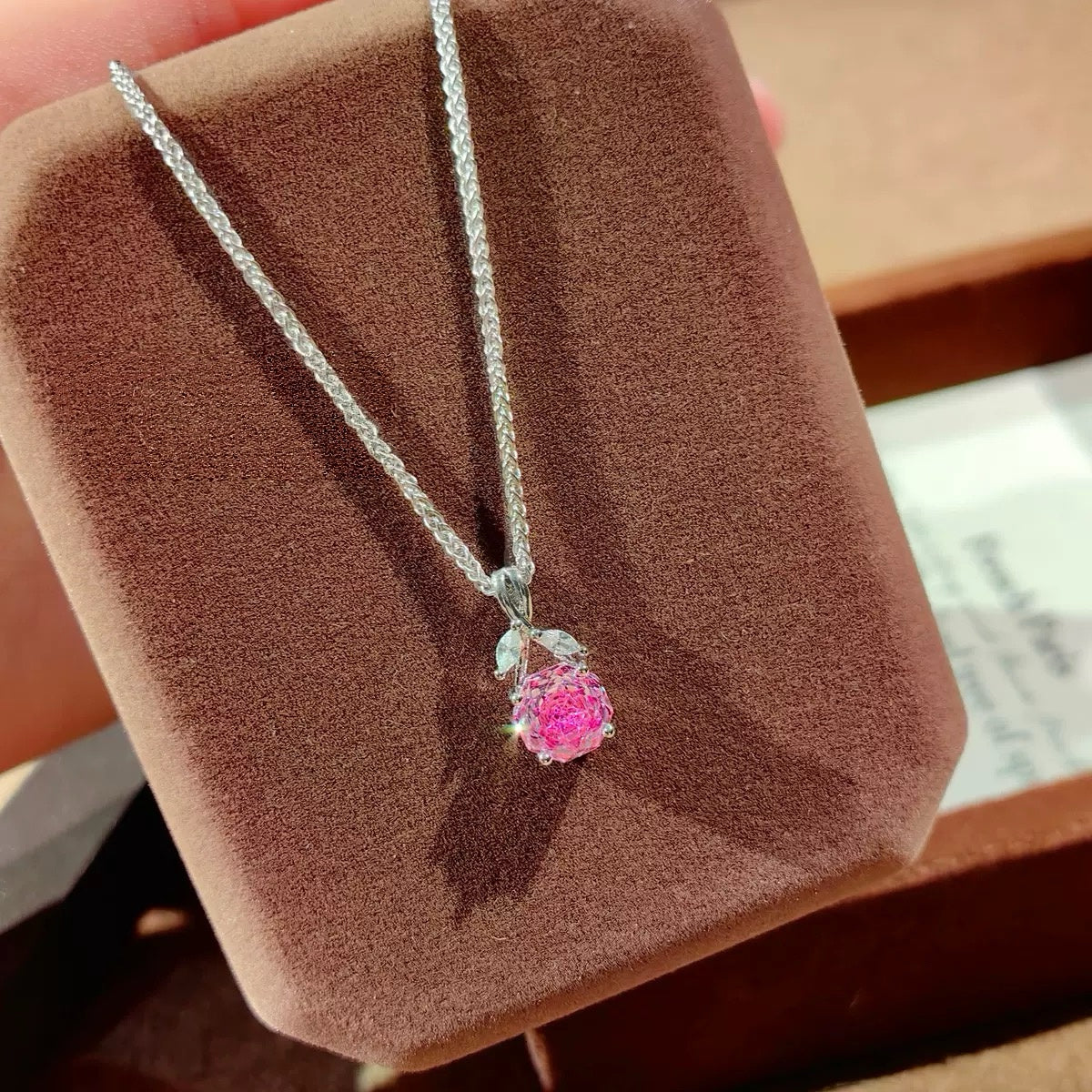 Millennium‑Cut Octagon High‑Carbon Diamond Jewelry Set, Rose Design Necklace Earrings Ring