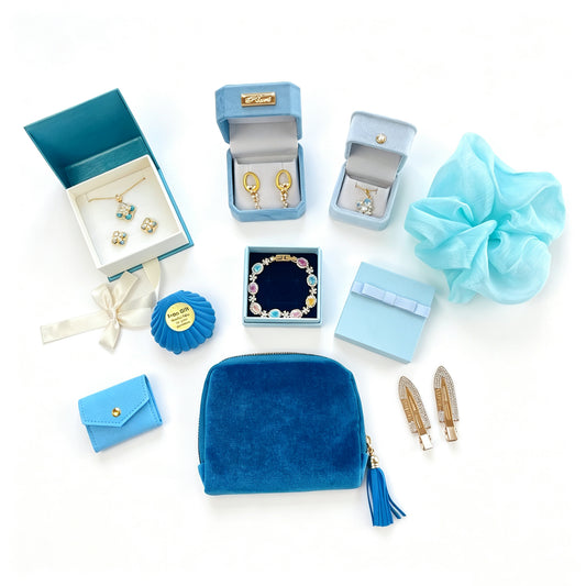 Gilded Blue Oil Painting Curated Set