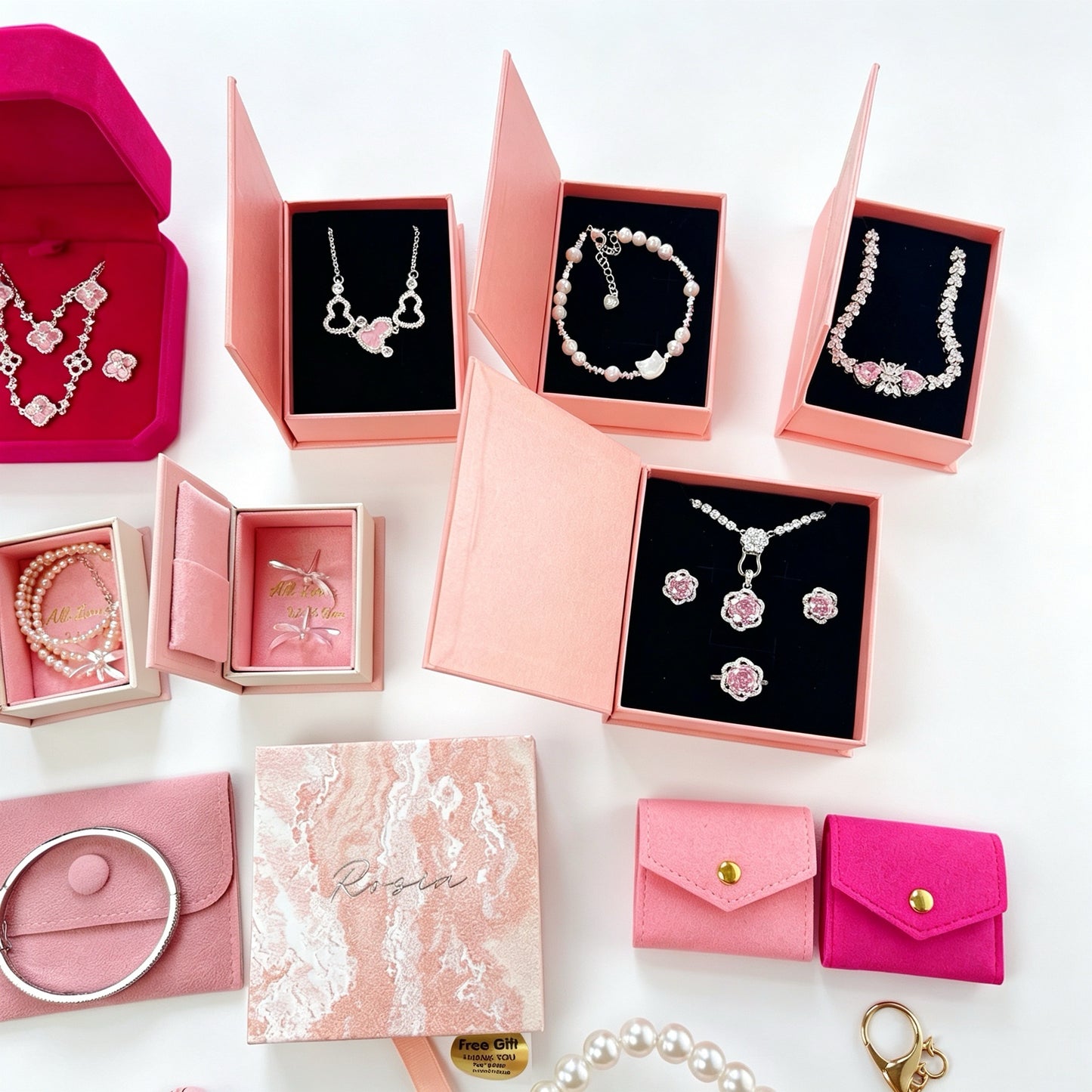 Pink Shell Zircon Jewelry Curated Set