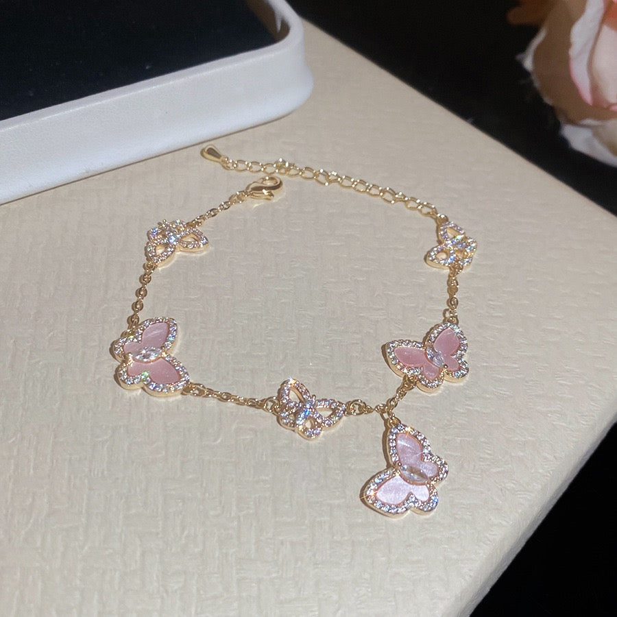 High‑Quality Zircon Inlaid Butterfly Bracelet