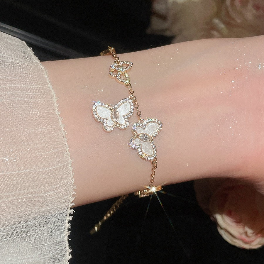 High‑Quality Zircon Inlaid Butterfly Bracelet