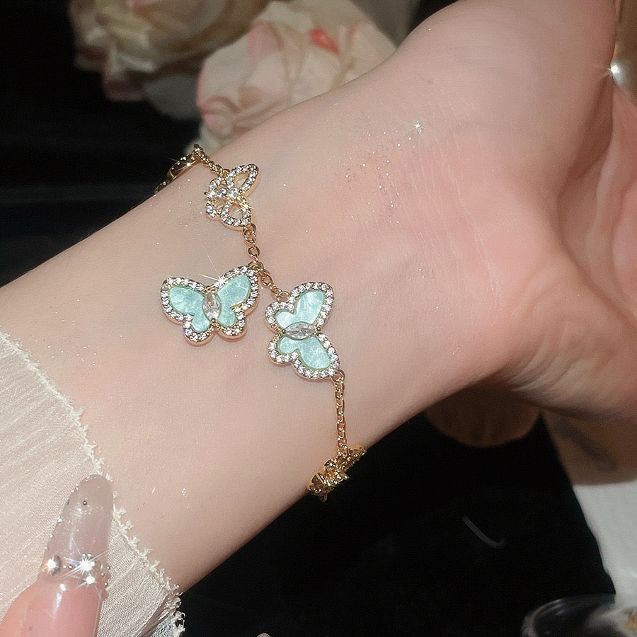 High‑Quality Zircon Inlaid Butterfly Bracelet