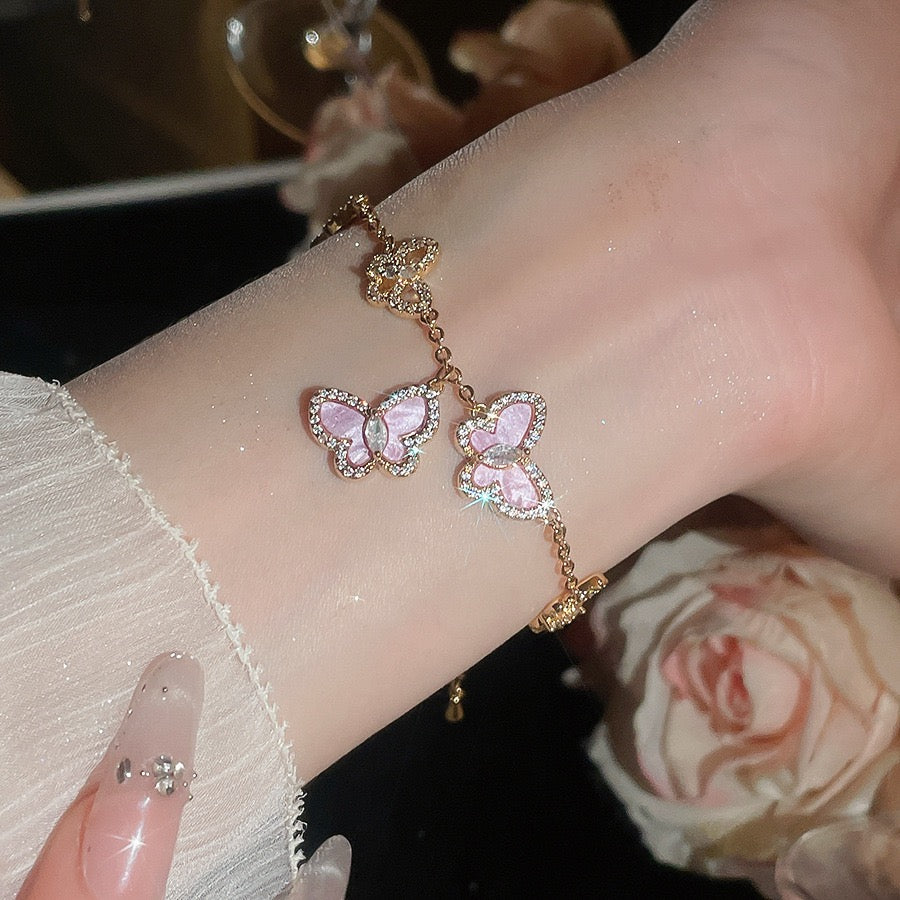 High‑Quality Zircon Inlaid Butterfly Bracelet