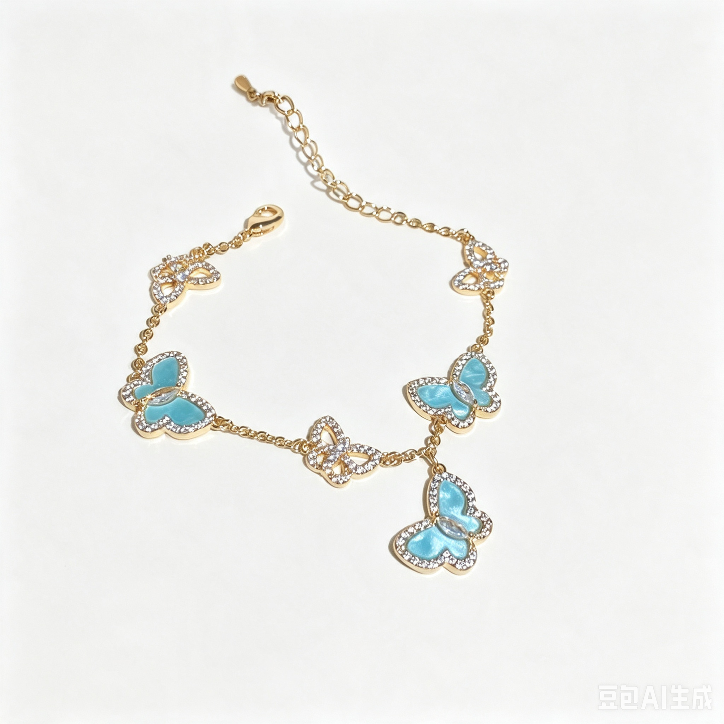 High‑Quality Zircon Inlaid Butterfly Bracelet