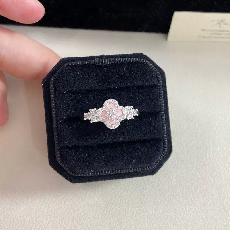 Pink Four-Leaf Clover Jewelry Set