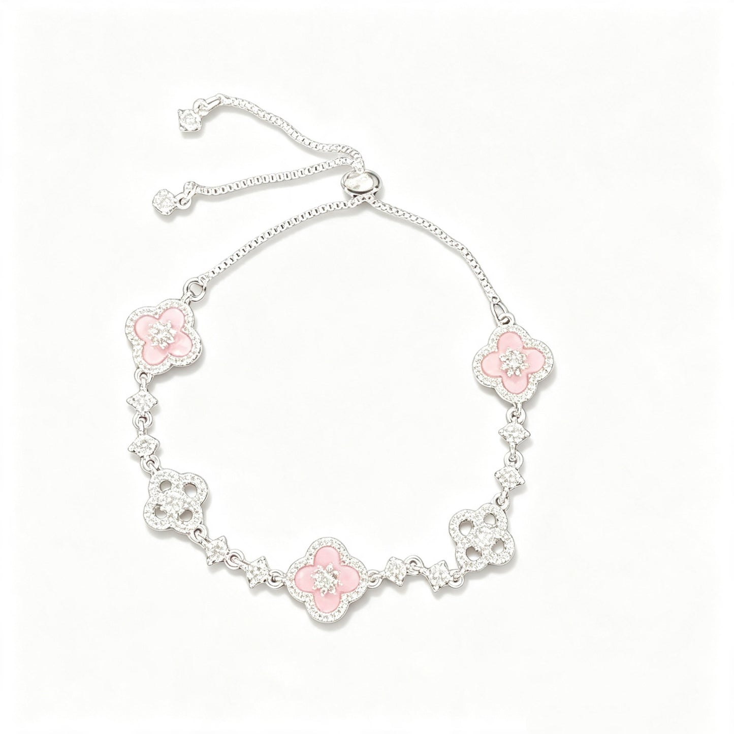 Pink Four-Leaf Clover Jewelry Set