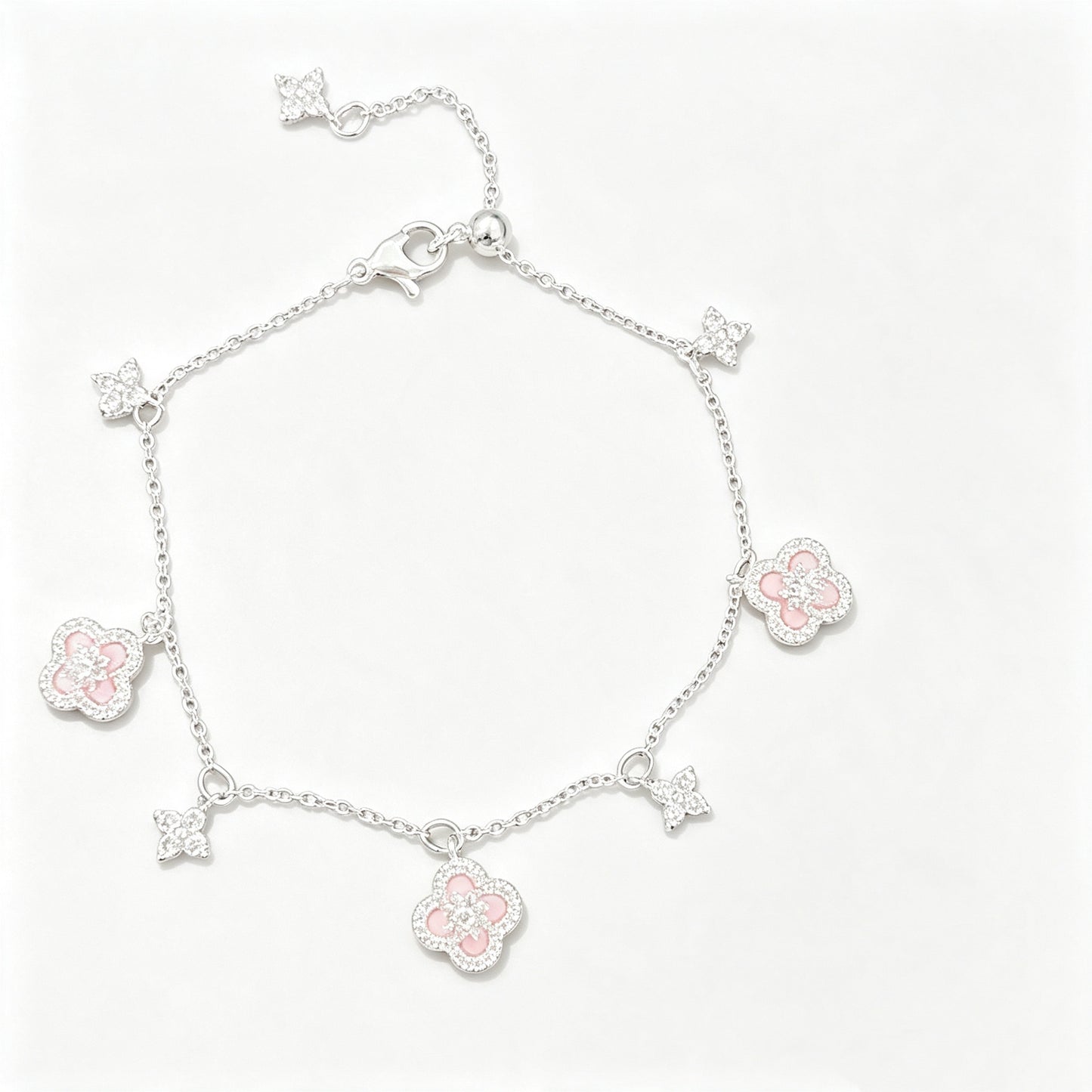 Pink Four-Leaf Clover Jewelry Set