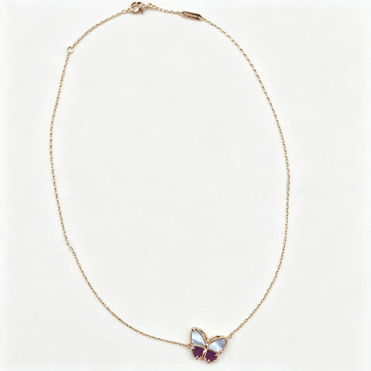18K Gold Plated Purple Butterfly Mother Of Pearl Necklace Bracelet Earrings Ring