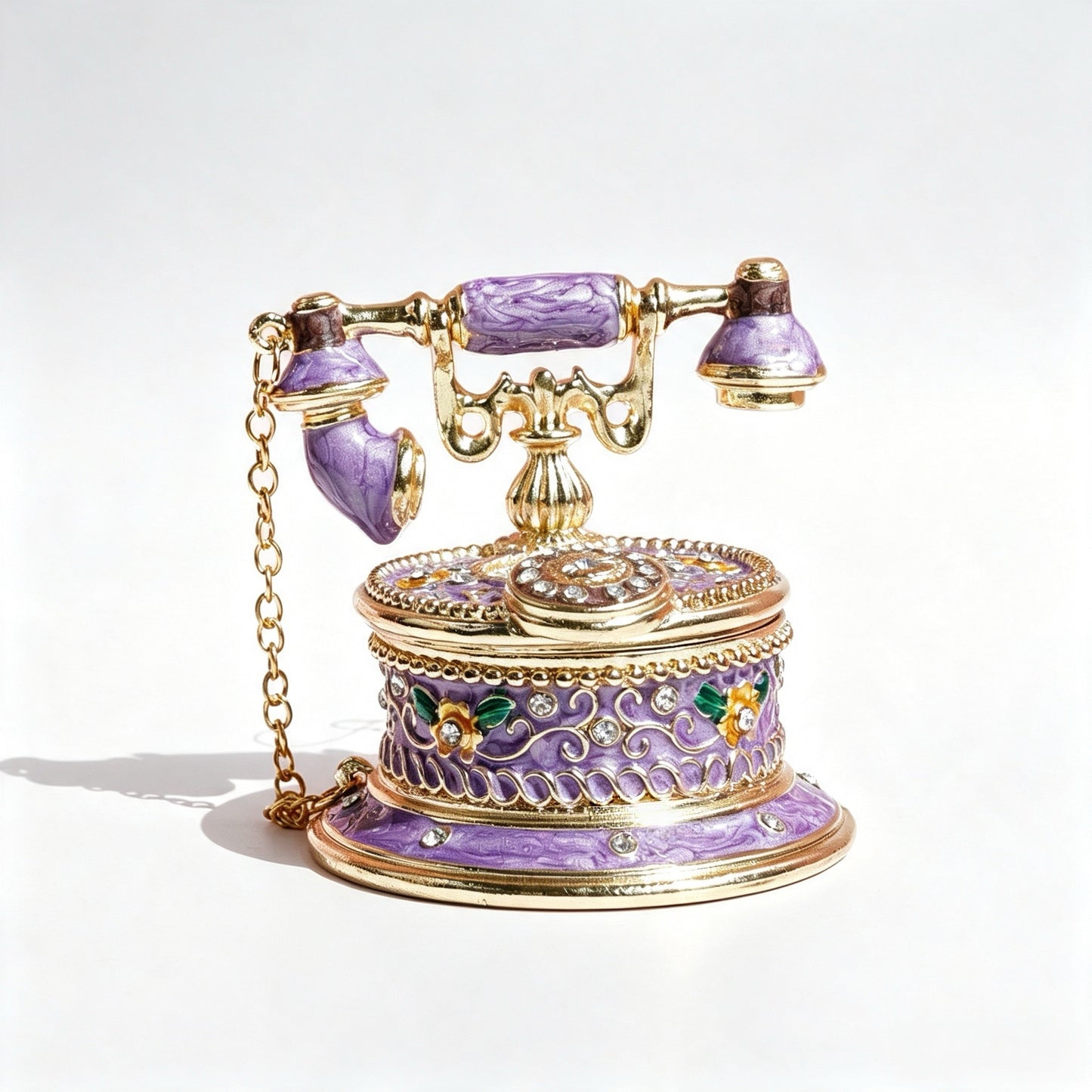Enamel Telephone Jewelry Box Decorative Ornament