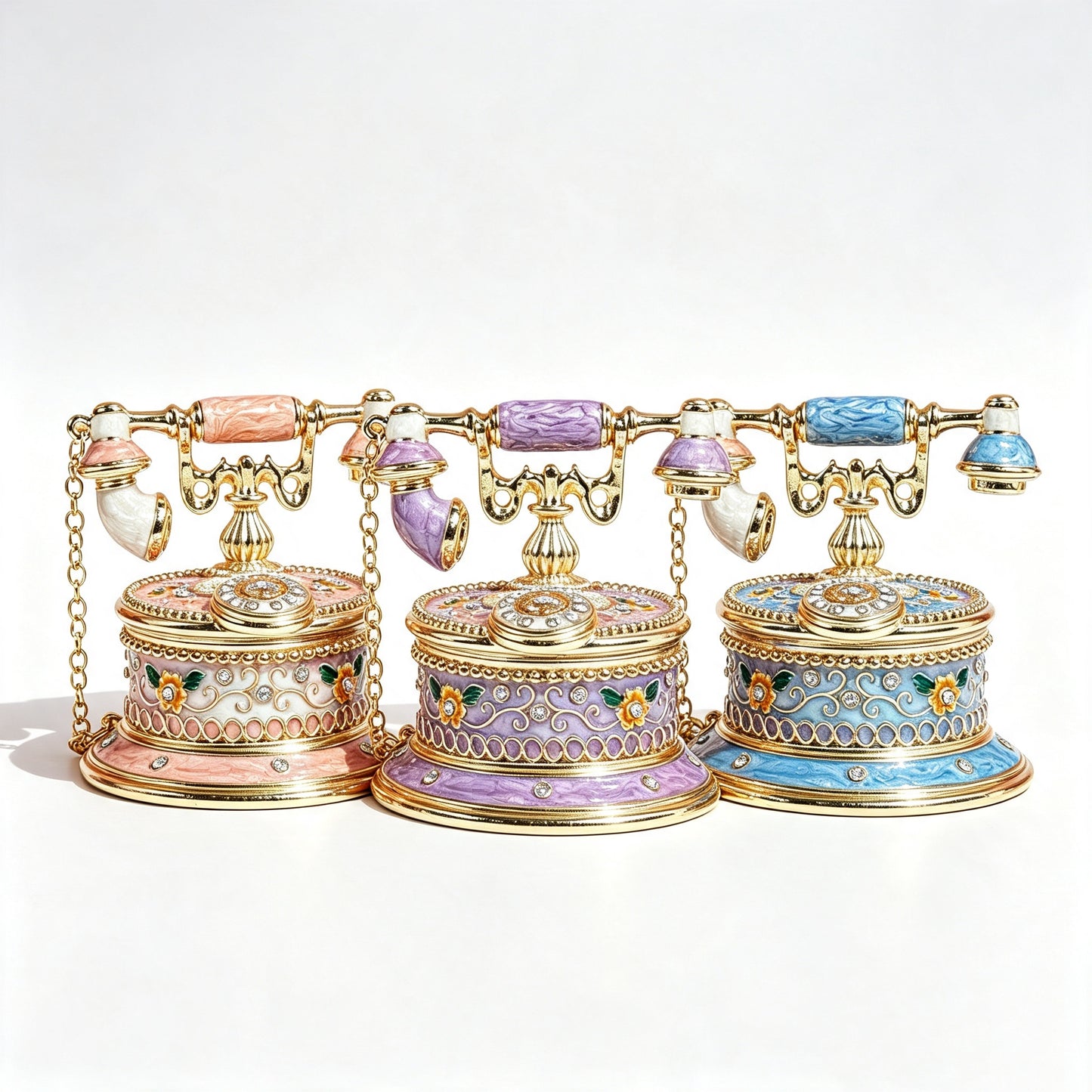 Enamel Telephone Jewelry Box Decorative Ornament
