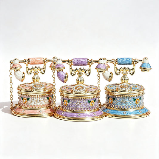 Enamel Telephone Jewelry Box Decorative Ornament