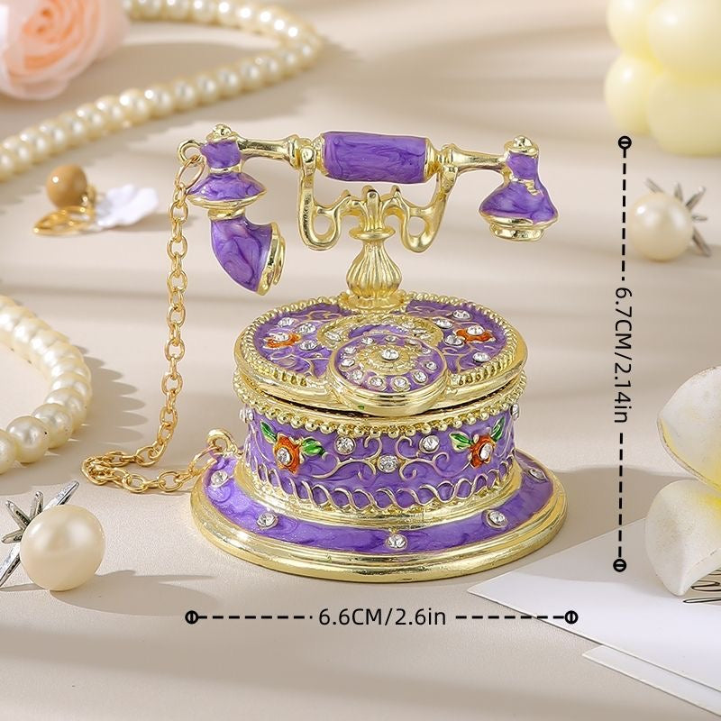 Enamel Telephone Jewelry Box Decorative Ornament