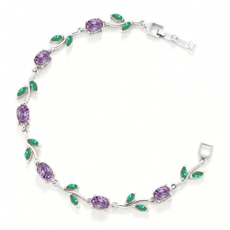 Colorful Cubic Zirconia Leaf & Petal Bracelet
