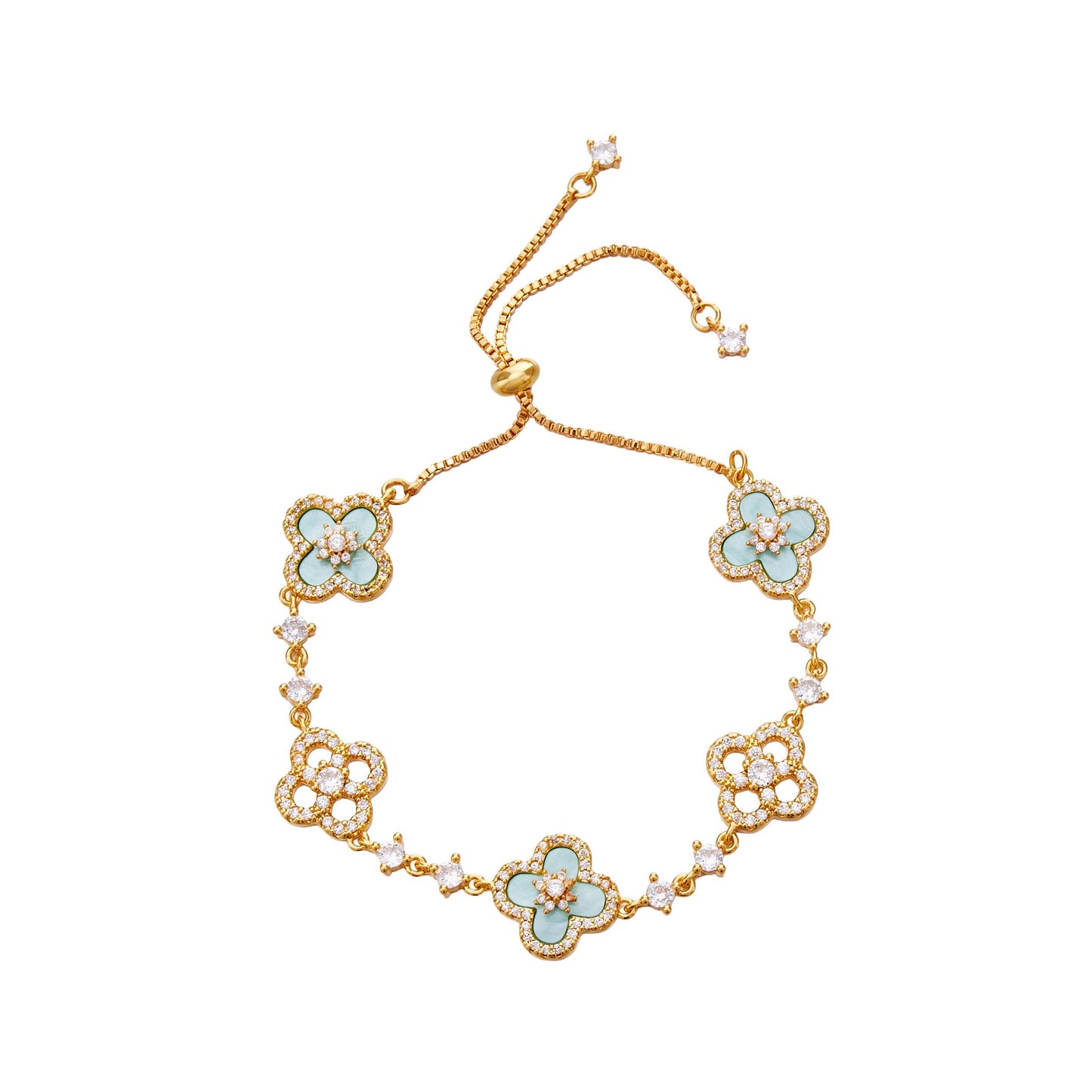 Mint Blue Four Leaf Clover Bracelet