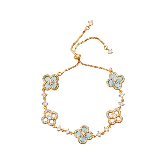 Mint Blue Four Leaf Clover Bracelet