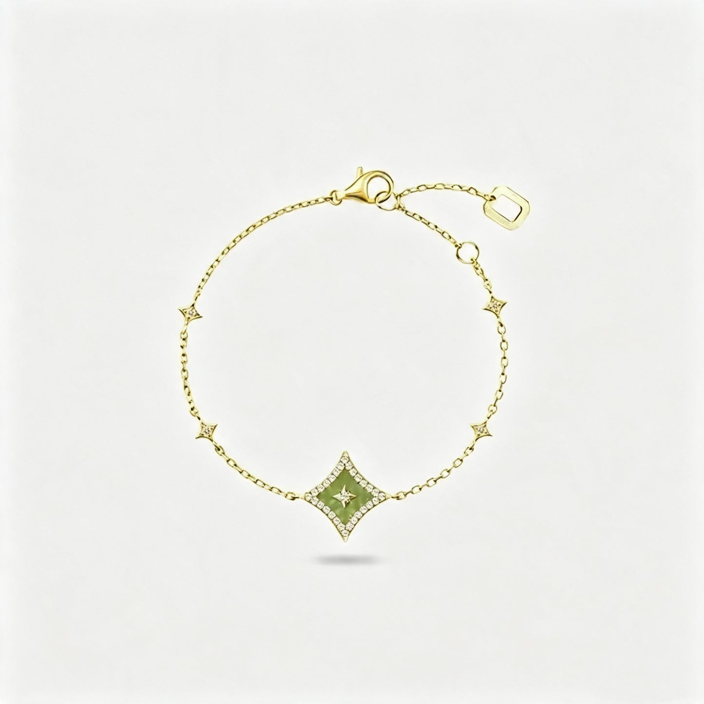 Rhombus Shell Four Pointed Star Zircon Necklace Bracelet Earrings