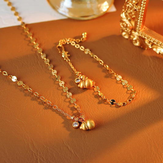 Golden gourd bracelet necklace set