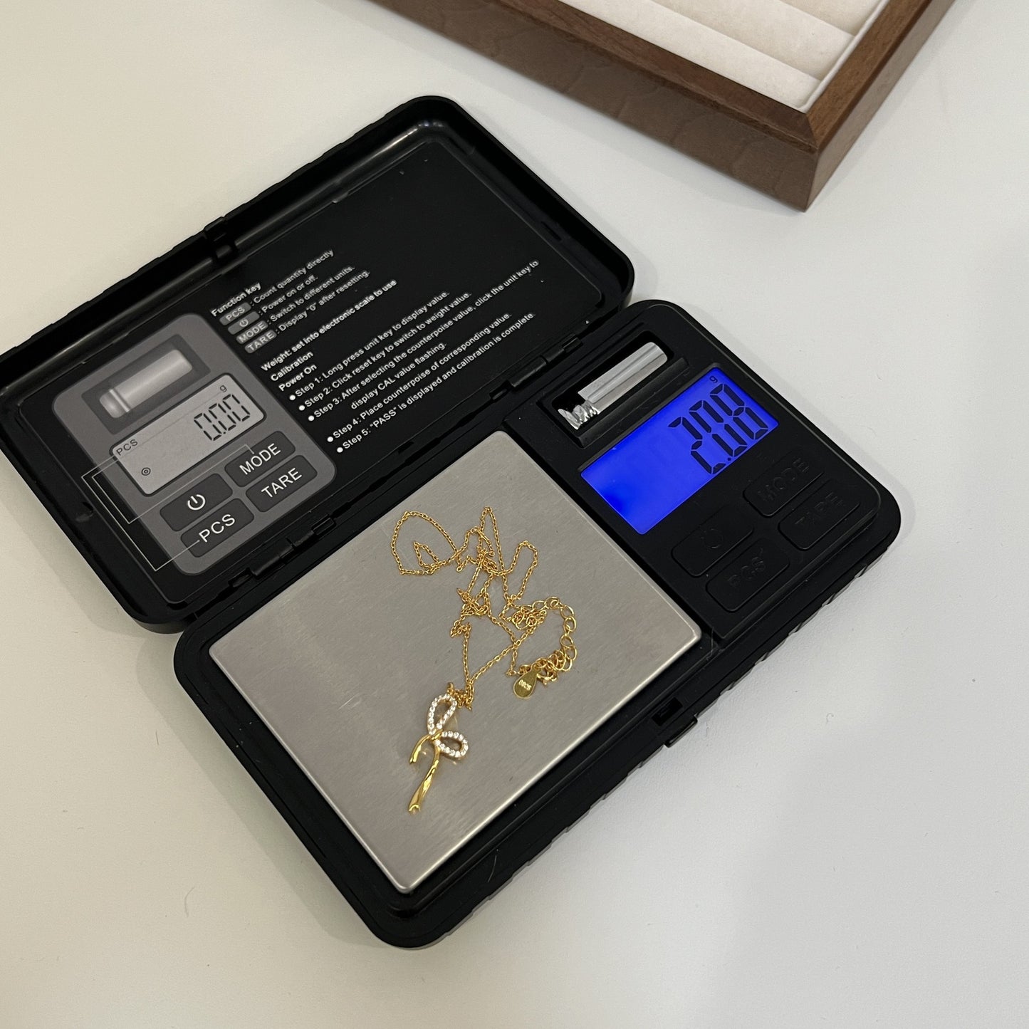 S925 Sterling Silver Bow Pendant Necklace with Rhinestones