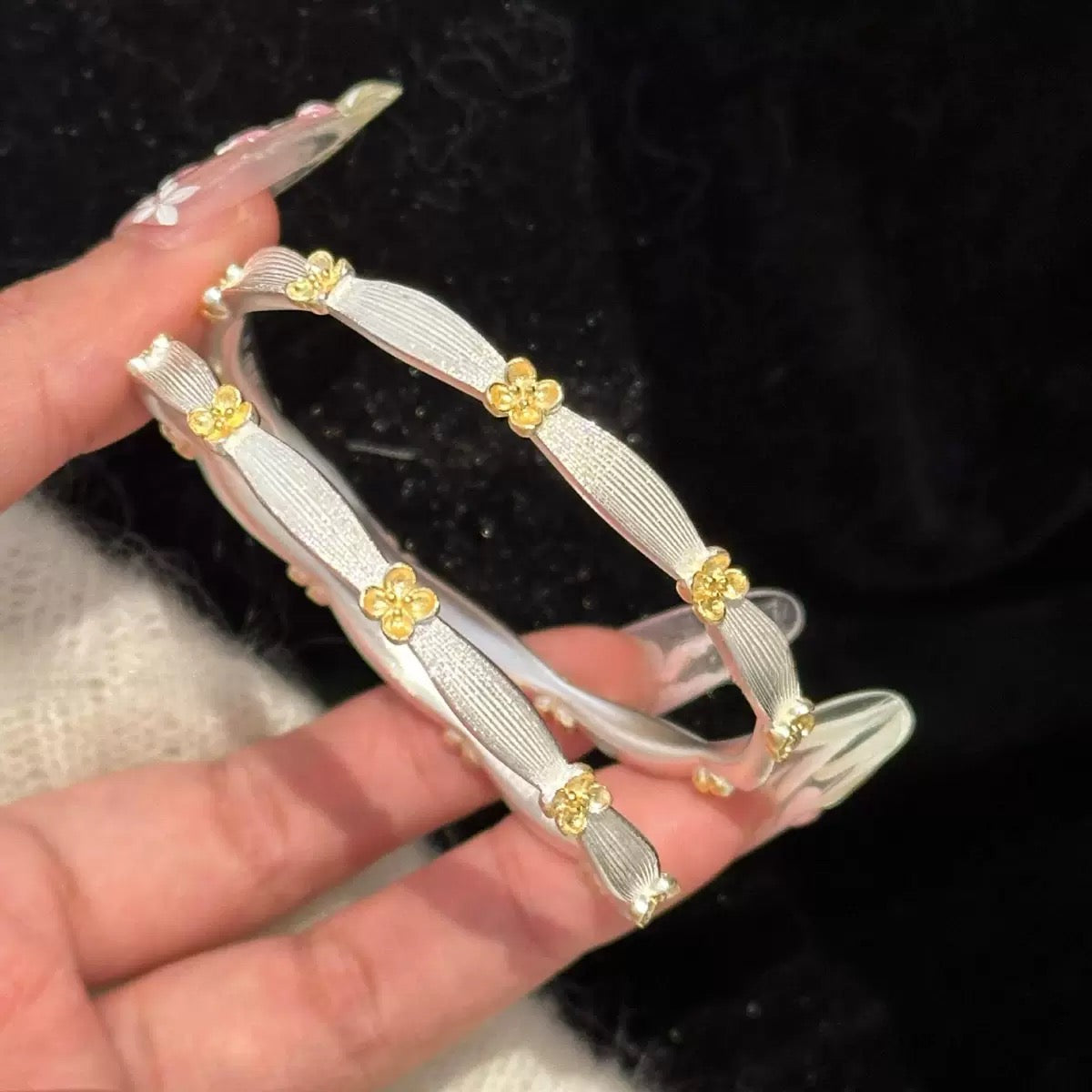 9999 pure silver osmanthus flower bracelet