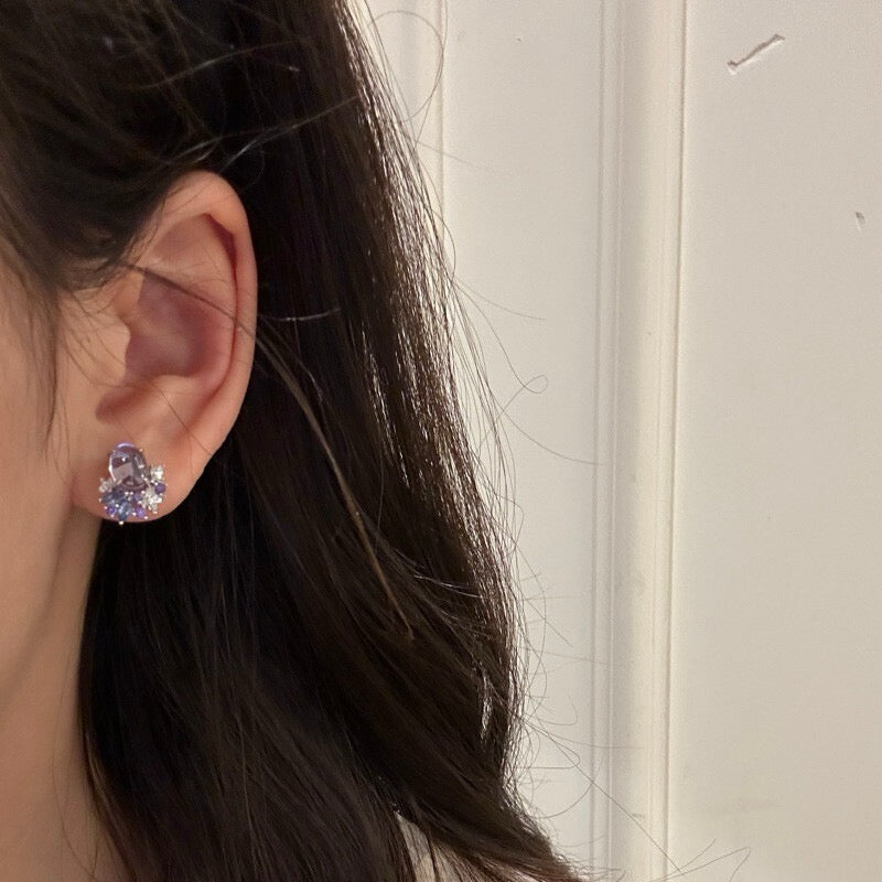 Amethyst full-diamond necklace ring and earring set