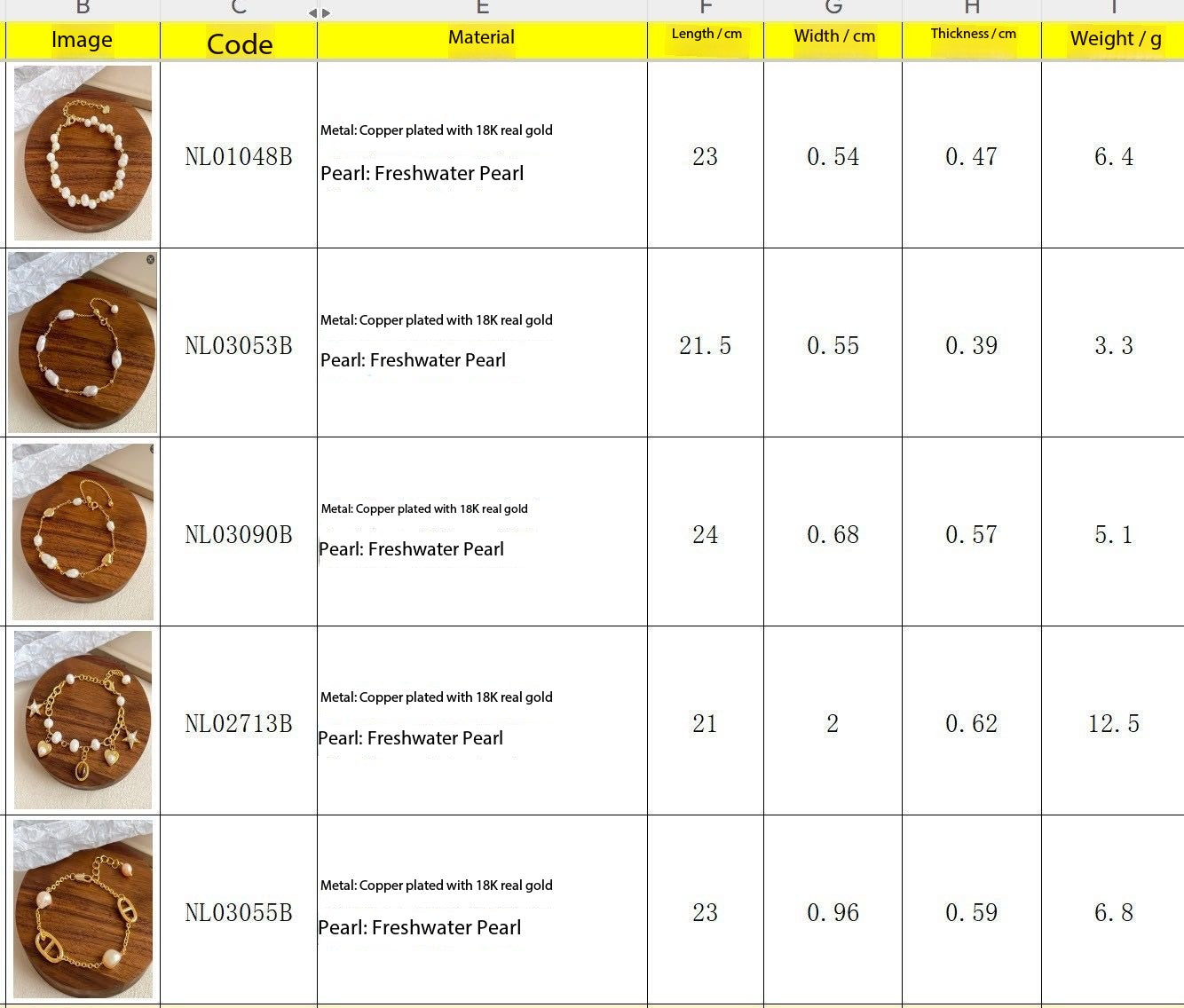 Copper plated 18k gold natural pearl bracelet does not fade.